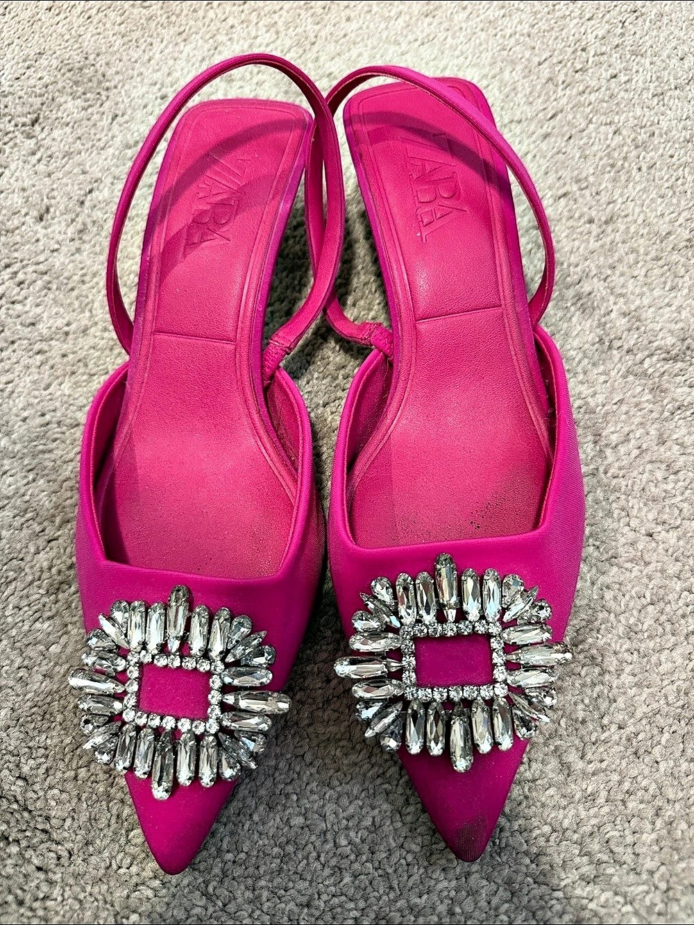 Pink Jeweled Slingback Heels